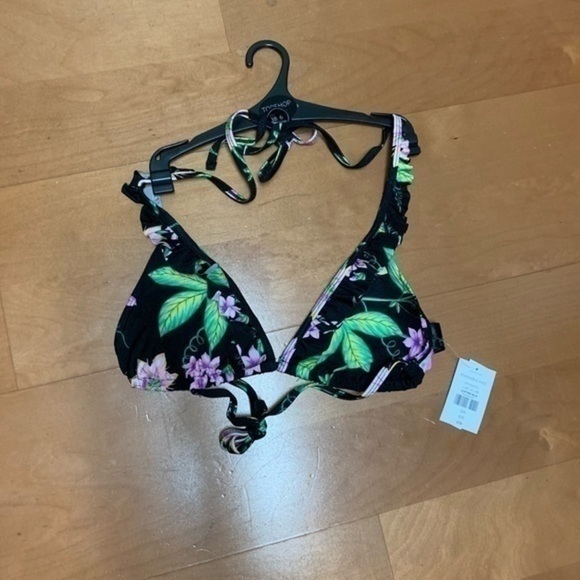 Top Shop Floral Frill Triangle Bikini Top Size 6 - Picture 2 of 7